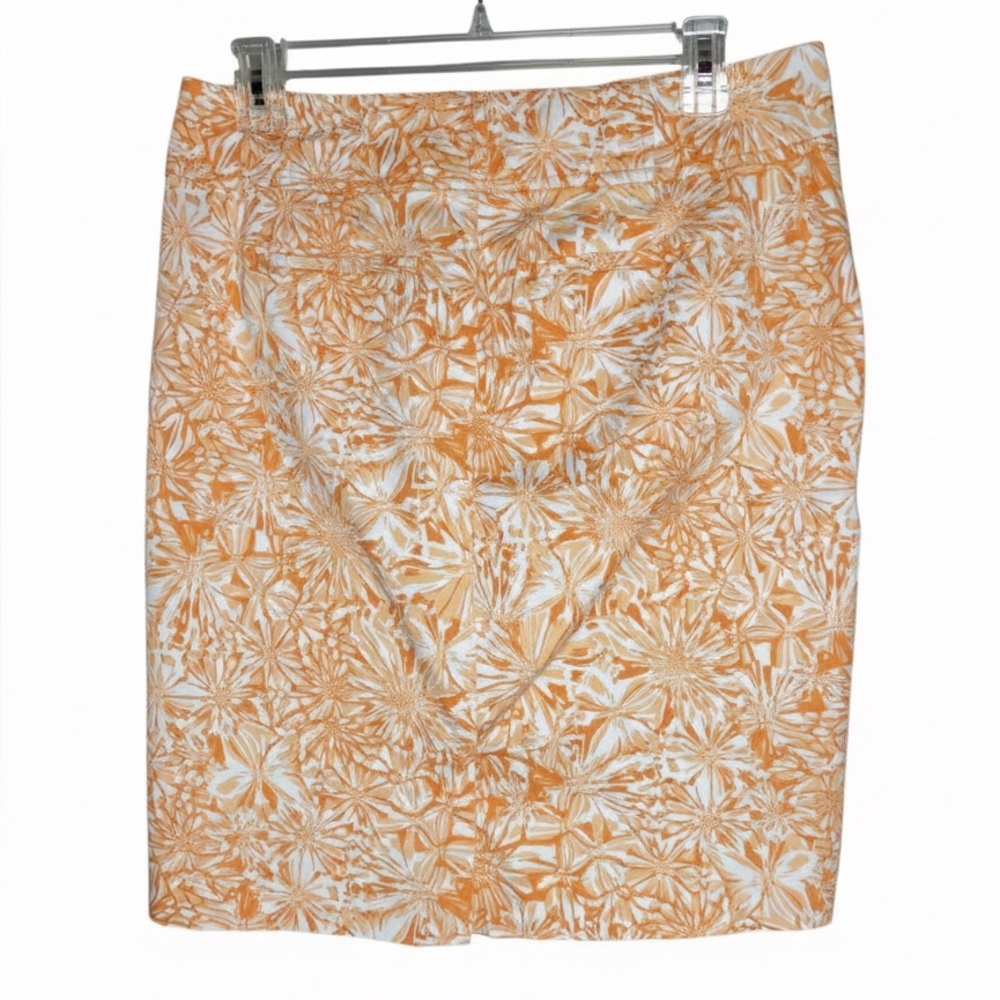 Pappagallo Vibrant Orange and White Floral Skirt - Picture 3 of 6